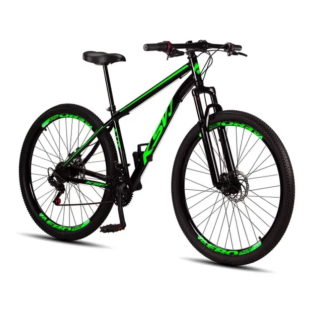 Bicicleta Aro 29 Aço Carbono KSVJ Freios a Disco Suspensão 21V